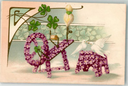 39683529 - Blumen Tauben Spinnrad Kleeblatt Jugendstil - Flowers