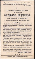 Avis De Deces - Doodprentje - Alphonse HERGHUELZ Né A Frasnes - 1877/1943 - Overlijden