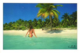 BEACH, RESORT, PALM TREES, WOMAN IN BIKINI, SIGNED, POSTCARD, DOMINICAN REPUBLIC - Dominikanische Rep.