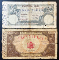 ROMANIA 1945 10000 LEI Pick#57 + 100000 Lei 1946 P.-58a LOTTO 625 - Roumanie