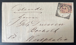 GB QV Fom Liverpool ( Square Circle ) 1880 To Bocholt Westphalia , Obl. Cercle Carré Liverpool Lettre 1880 > Allemagne - Covers & Documents