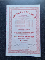VP ACTION (V2507) SCRIPOPHILIE (3 Vues) FORGES DE CLABECQ 1963 Part Sociale Au Porteur - N° 239866 - Mines