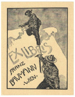 13337 "EX LIBRIS - FRANZ BAUMANN - WIEN - ILLUSTRATORE F. WITOPIL - WIEN - 1903" MONTAGNA, ORIGINALE - Exlibris