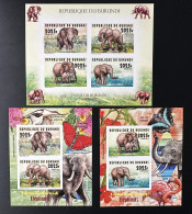 Burundi 2014 Mi. 3397 - 3400 Bl. 437 - 438 ND IMPERF Elephants Elefanten Flamant Flamingo Papillon Butterfly Faune Fauna - Flamingo