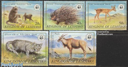 Lesotho 1981 W.W.F., Animals 5v, Mint NH, Nature - Animals (others & Mixed) - Cats - Monkeys - World Wildlife Fund (WWF) - Lesotho (1966-...)