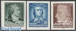 Germany, DDR 1955 SCHILLER 3V IMPERF., Mint NH, Art - Authors - Ungebraucht