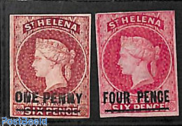 Saint Helena 1863 Overprints (on Non Issued Stamps) 2v, Unused (hinged) - Sint-Helena