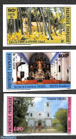 French Polynesia 1985 Churches 3v, Imperforated, Mint NH, Religion - Churches, Temples, Mosques, Synagogues - Ungebraucht