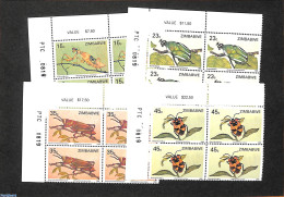 Zimbabwe 1988 Grasshoppers, Corner Blocks Of 4 [+], Mint NH, Nature - Insects - Zimbabwe (1980-...)