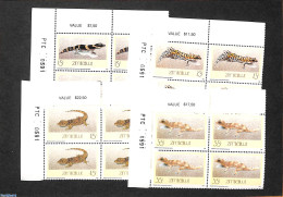 Zimbabwe 1989 Gecko, Corner Blocks Of 4 [+], Mint NH, Nature - Reptiles - Zimbabwe (1980-...)