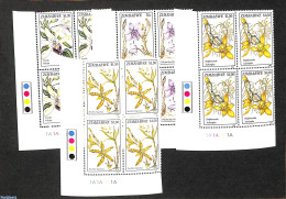 Zimbabwe 1993 Orchids, Corner Blocks Of 4 [+], Mint NH, Nature - Flowers & Plants - Orchids - Zimbabwe (1980-...)