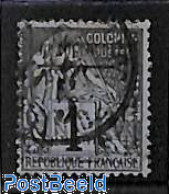 Guadeloupe 1889 5c On 1c, Used, Used Stamps - Used Stamps