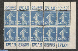 France 1930 10 Stamps With Publicity Tabs EVIAN, Unused (hinged) - Neufs