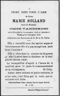 Avis De Déces - Doodprentje -  Marie ROLLAND Veuve De Omer VANDERUST 1886/1954 - Overlijden