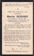 Avis Décès - Doodprentje -  Maurice DESOUBRY Né A Ellezelles 1892/1922 - Overlijden