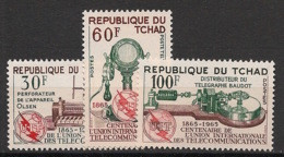 TCHAD - 1965 - N°YT. 110 à 112 - UIT - Neuf Luxe ** / MNH / Postfrisch - Tschad (1960-...)