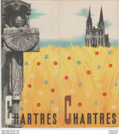 Guide Dépliant De CHARTRES Plan De La Ville Et Diverses Vues 22,5 X 10,5 De 4 Feuillets Recto Verso Tourisme - Tourisme