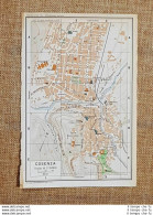Pianta O Piantina Del 1937 La Città Di Cosenza Calabria T.C.I. - Geographical Maps