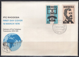 Rhodesia 1976 Bell Telephone Set Of 2 First Day Cover - Zimbabwe (1980-...)