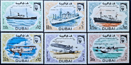UAE Dubai 1969 - MNH Planes Ships 6 Stamps Full Arab Transport Set - Dubai