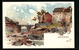 Künstler-AK Laufenburg Am Rhein, Ortspartie Mit Brücke - Laufenburg 