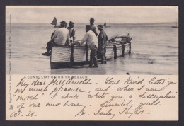 UNITED STATES, Vintage Postcard, A Consultation On The Sea, Boats - Visvangst