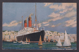 GREAT BRITAIN, Vintage Postcard, Steamer Cunarder At Algiers - Passagiersschepen