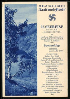 AK 22. Seereise 1935 Mit Dem Passagierschiff MS Monte Sarmiento, KdF, Menükarte - Dampfer