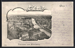 AK Graz, Panorama Vom Schlossberg Aus Gesehen, Passepartout - Altri & Non Classificati
