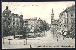 AK Graz, Bismarckplatz Und Herrengasse Mit Strassenbahn - Altri & Non Classificati