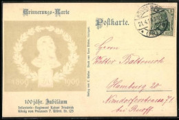 Präge-AK 100 Jähr. Jubiläum Infanterie-Regiment Kaiser Friedrich 1909, Büste In Kranz Aus Eichenlaub - Reggimenti