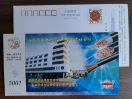 China 2001 Anhui Postal And Telecommunications Cable Co., Ltd Advertising Pre-stamped Card - Usines & Industries