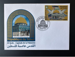 Tchad 2022 Mi. ? Gold Doré Stamp FDC 1000F PERF Joint Issue Emission Commune Al Qods Quds Capitale Palestine - Islam