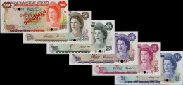 Bermuda QE II.  $1, $54, $10, $20, $50 & $100 "SPECIMEN" Set Of 6 Banknotes UNC - Bermudas