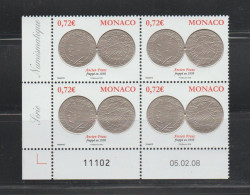 MONACO 2008 COINS - 100 Francs Rainier  III (1950) 1 Stamp In Bloc Of 4 MNH - Unused Stamps