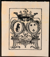 EX LIBRIS   9 X 8 CM. LIJMREST BOVENAAN  ACHTERZIJDE - Ex Libris