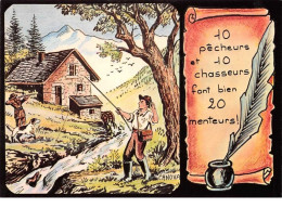 Peche .n°105444 .illustrateur .canova .cpsm .10 Pecheurs Et 10 Chasseurs ... 20 Menteurs ! .n°1320 - Pesca