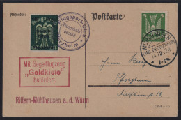 Flugmarke 13 A K, Büchelberg 1 Mk. Aufdruck KOPFSTEHEND, Flugkarte, KW 375,- € - Nooduitgaven Britse Zone