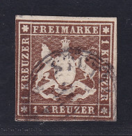 Württemberg  11 B,  1 Kr. FARBRARITÄT : Tiefdunkelbraun, Geprüft BPP, KW 800,- € - Gebraucht