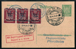 Dt. Reich Flugmarke 13 E, Dreierstreifen Auf Segelflugbrief, SELTEN, 210,- € - Nooduitgaven Britse Zone