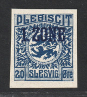SCHLESWIG 20 U ** Aufdruck 1.ZONE, 20 Pfg. UNGEZÄHNT, Postfrisch, Selten, 400,-€ - Schleswig