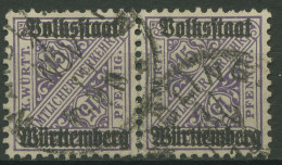 Württemberg Dienstmarken 1919 Mit Aufdruck 263 Waagerechtes Paar Gestempelt - Gebraucht