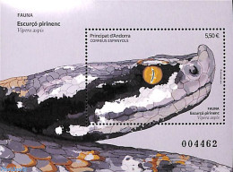 Andorra, Spanish Post 2024 Pyrenean Viper S/s, Mint NH, Nature - Animals (others & Mixed) - Reptiles - Snakes - Neufs