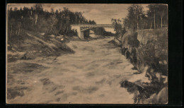 AK Imatra, Uferpartie Mit Brücke - Finland