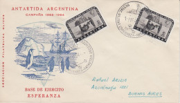 Argentina Antartida Argentina Base De Ejercito Esperanza Cover Ca Esperanza 1 JAN 1964 (AGR169) - Research Stations