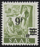 Saarland 234Z II Aufdruck Auf Neuauflage 9 Fr Auf 30 Pf., ** - Ongebruikt
