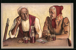 Künstler-AK Schweizerischer Schützenverein 1824-1924, Altes Paar Mit Gewehr - Hunting