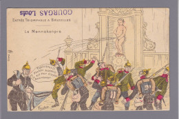 CPA Belgique Manneken Pis Bruxelles Circulée Anti Allemagne WWI Kaiser Par Fercham - Monuments, édifices