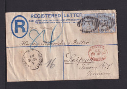 1883, 2x 2 1/2 P. Auf Einschreib-Ganzsache Ab Wood-St. Nach Leipzig - Covers & Documents