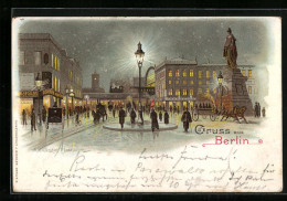 Lithographie Berlin, Alexanderplatz Bei Nacht - Mitte
